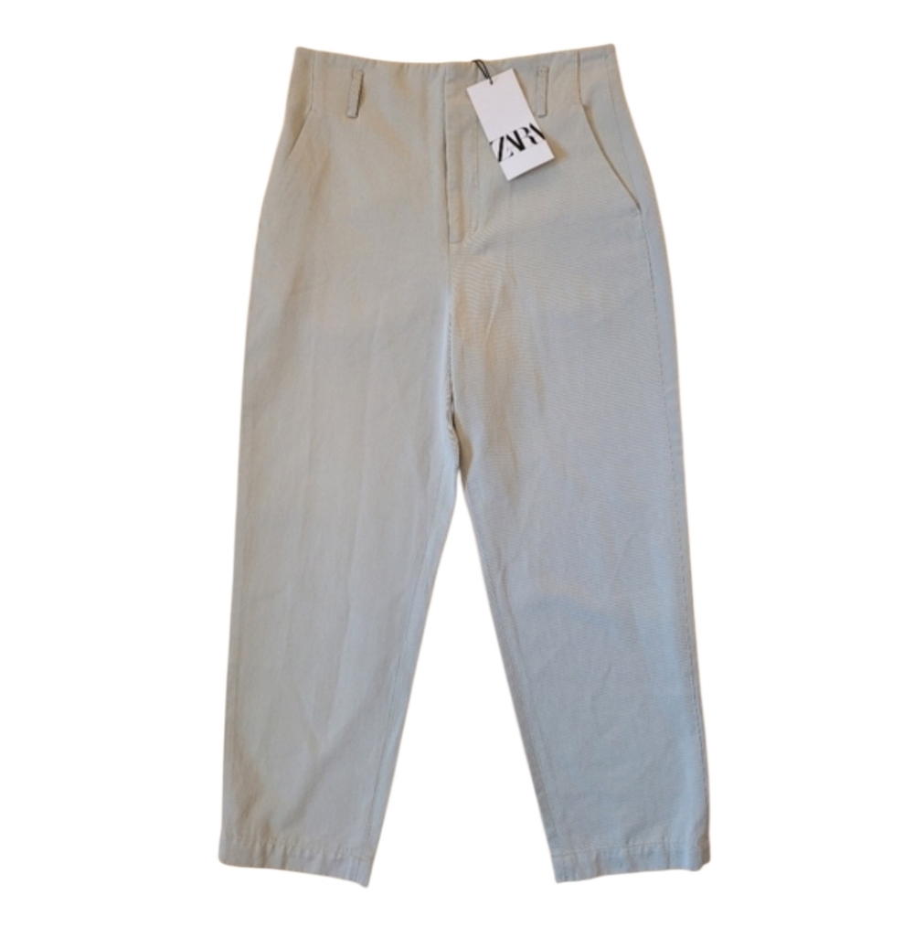 NWT ZARA Lyocell & Cotton High-Rise Tapered Trousers Grey Preppy